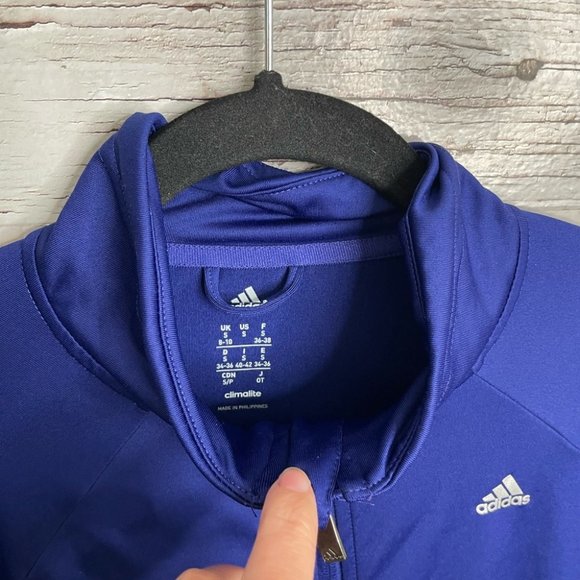 Adidas sweater jacket athletic size small purple blue with black stripes small - Picture 4 of 12
